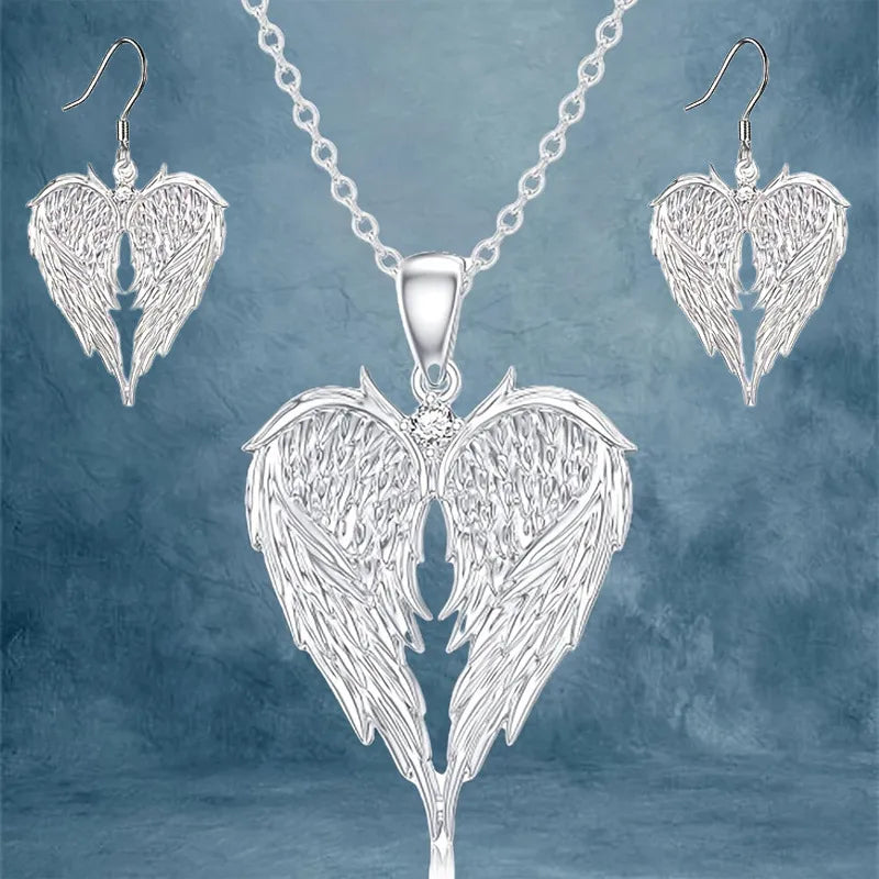 Angel Wings Necklace & Earring Set