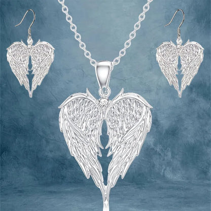 Angel Wings Necklace & Earring Set