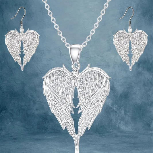 🤍 Angel Wings Necklace & Earring Set 🤍