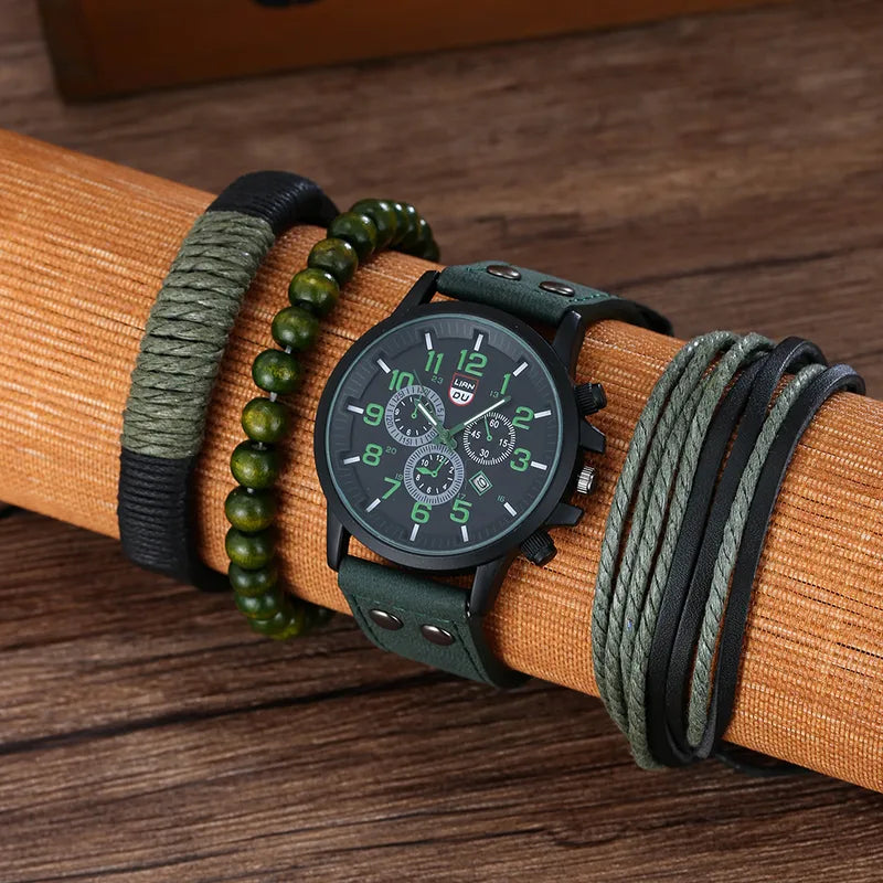 ⌚ Army Green Men's Watch Set ⌚
