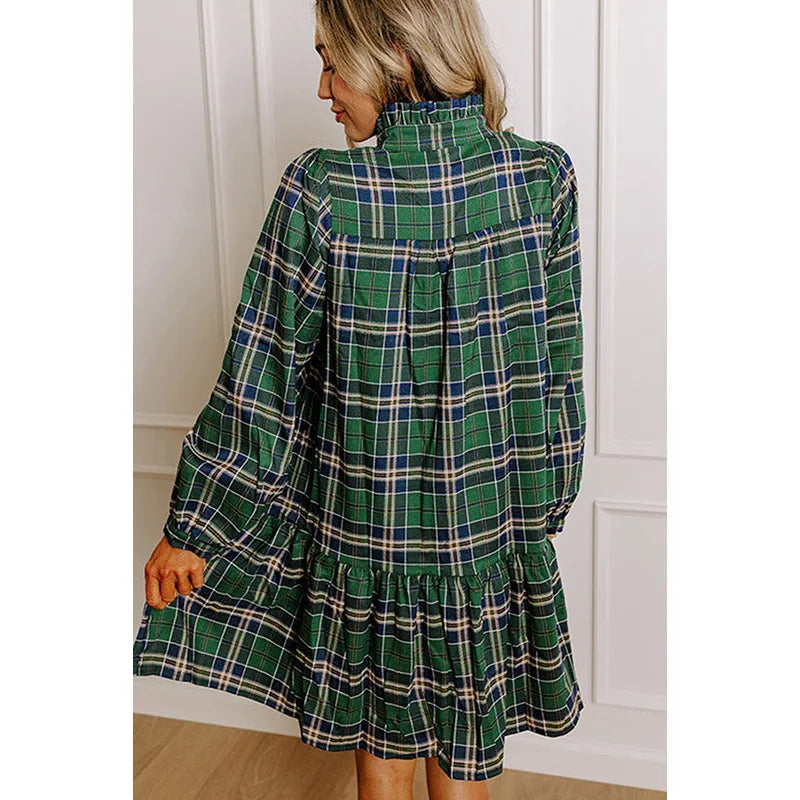 🍂 V-Neck Plaid Dress 🍂