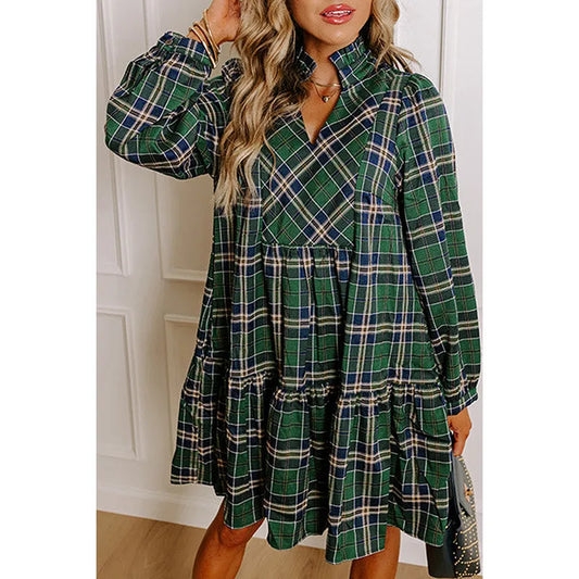 🍂 V-Neck Plaid Dress 🍂