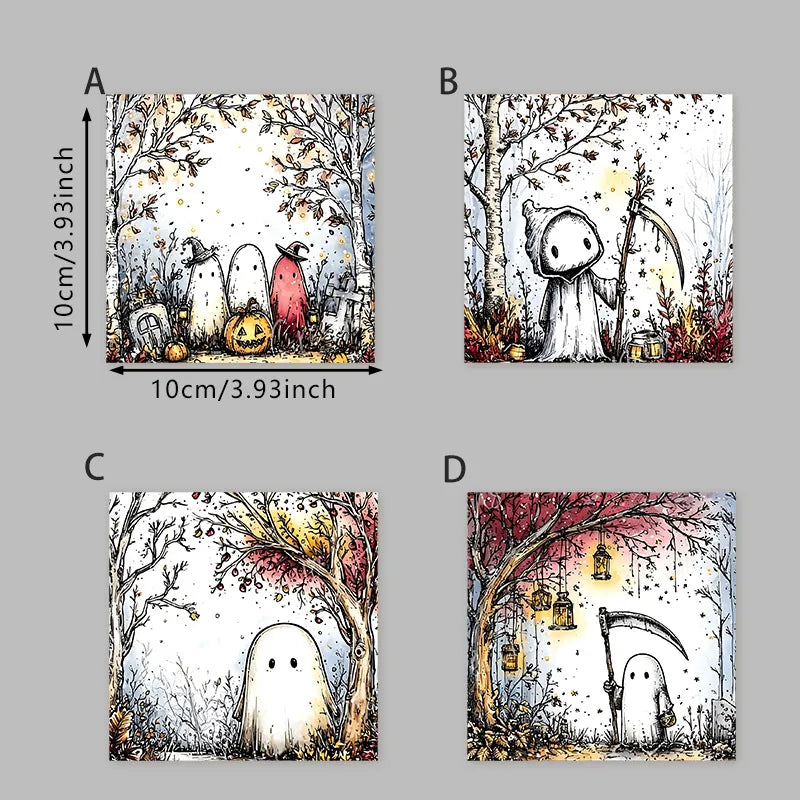 👻 4pc Cute Ghostie Wooden Coaster Set (Square) 👻