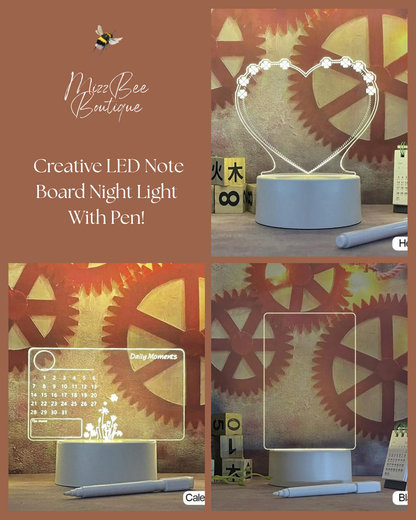 💡📝 Creative LED Note Board Night Light – With Pen! 📝💡