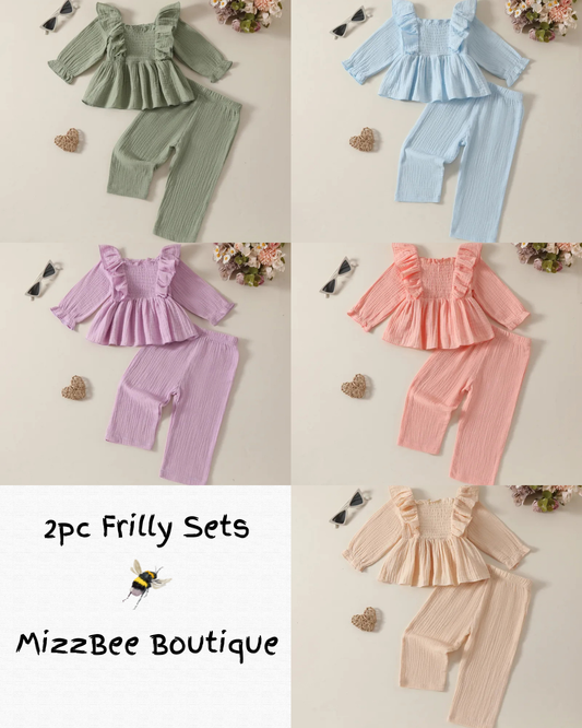 💕👧 2pc Simple Style Cotton & Linen Girls Clothing Set 👧💕