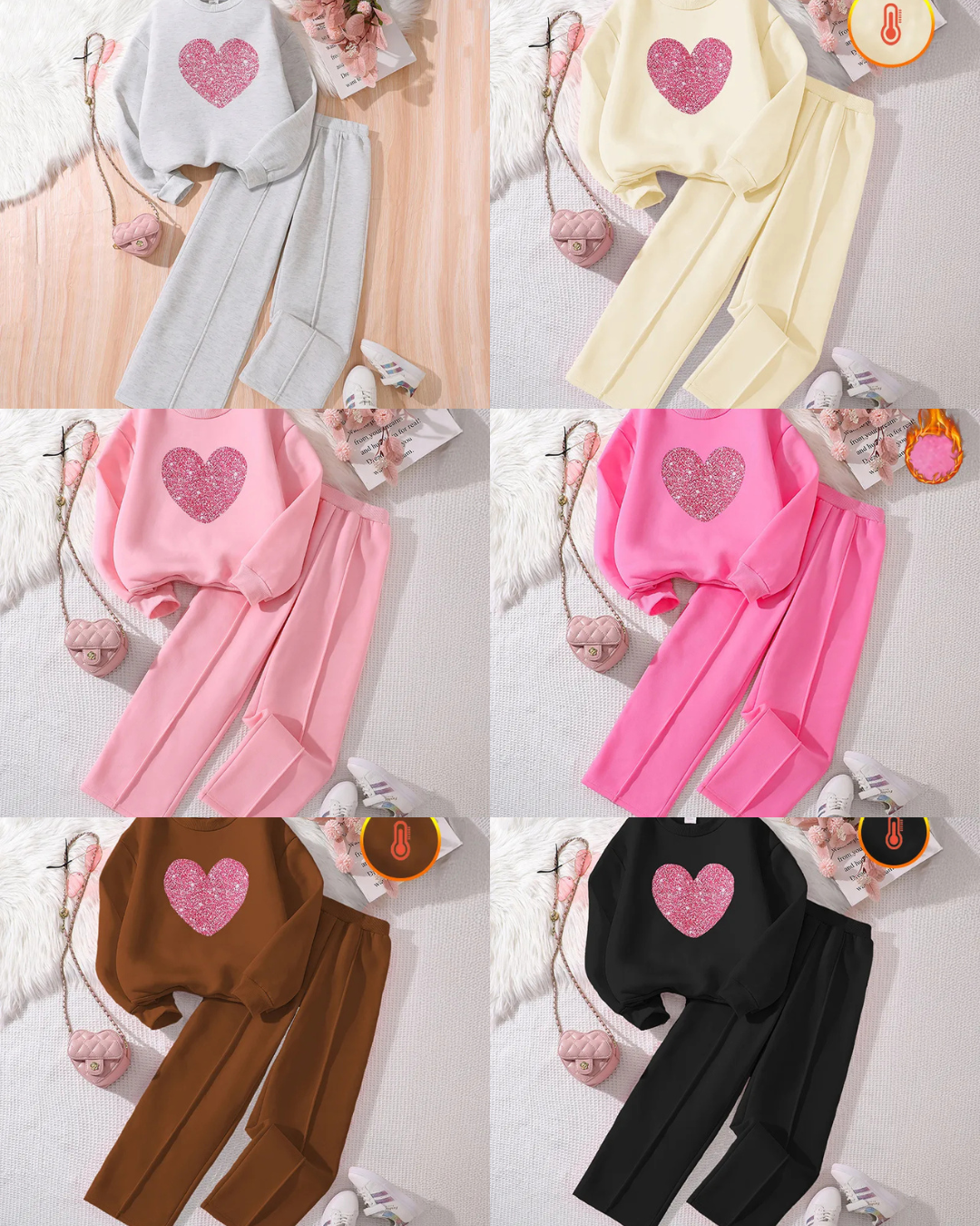💖 Casual Elegant Heart Shape Girls Clothing Set 💖