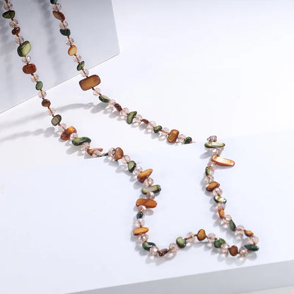 🐚 Bohemian Double-Layer Shell & Crystal Necklace 🐚