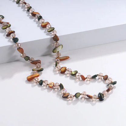 🐚 Bohemian Double-Layer Shell & Crystal Necklace 🐚