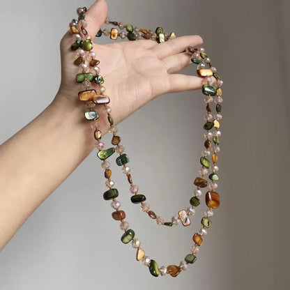 🐚 Bohemian Double-Layer Shell & Crystal Necklace 🐚