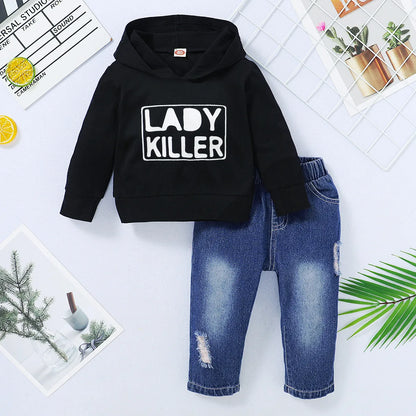 😎 Boys Hoodie & Ripped Jeans Set 😎