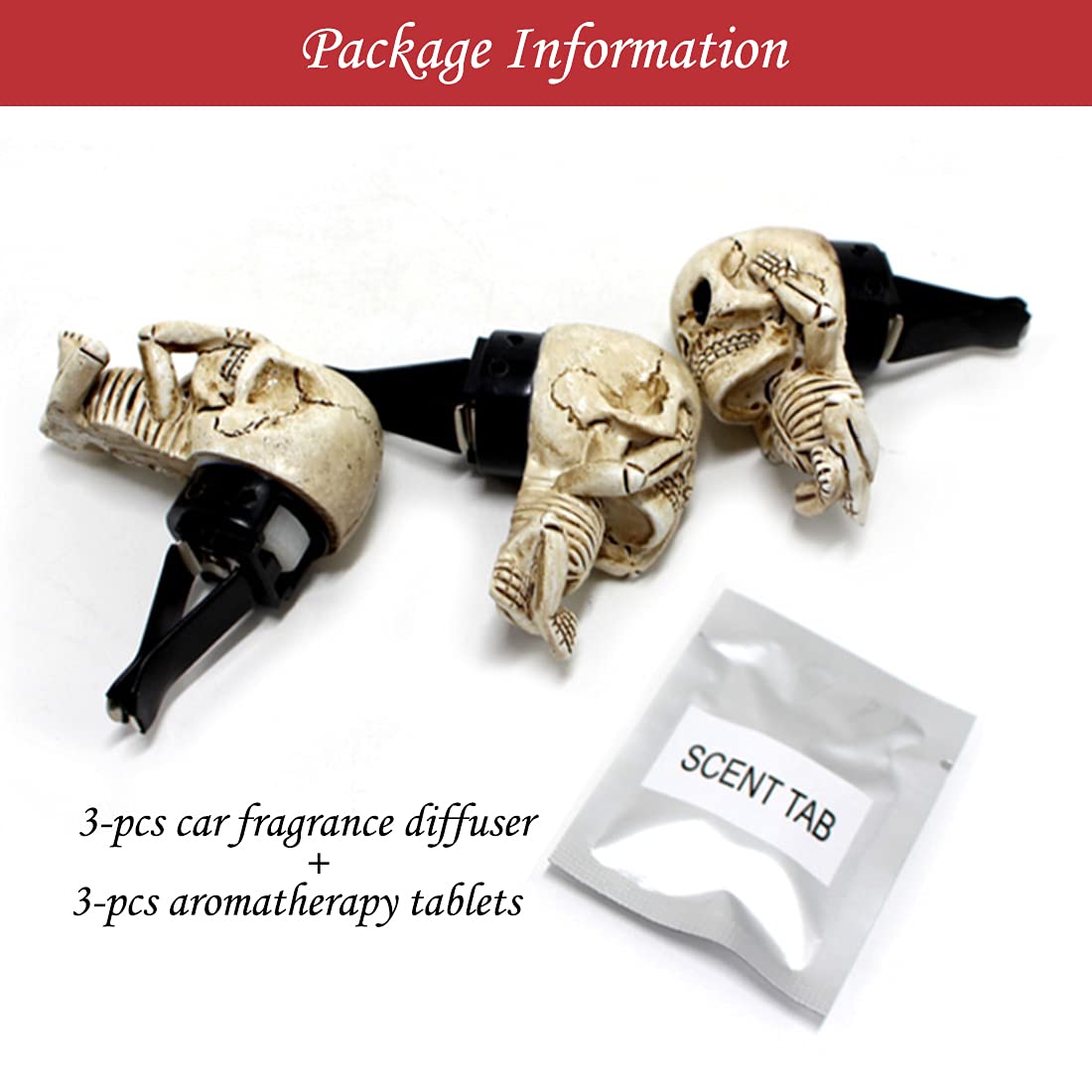 💀🚗 3pc Skull Car Fragrance Diffuser 🚗💀