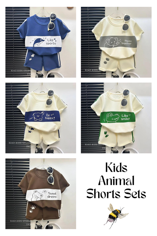 ☀️ Summer Kids Short Sleeve Striped Animal Sets ☀️