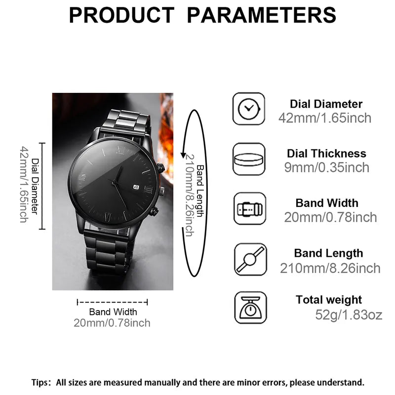 🖤 Men’s Black Watch Jewellery Set