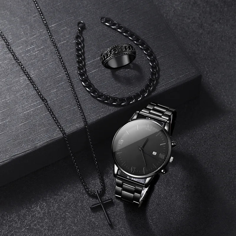 🖤 Men’s Black Watch Jewellery Set