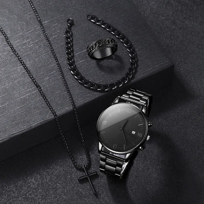 🖤 Men’s Black Watch Jewellery Set