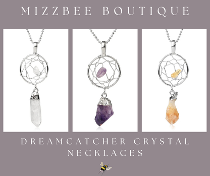 🌙 Hand-Wrapped Dreamcatcher Crystal Necklaces 🌙