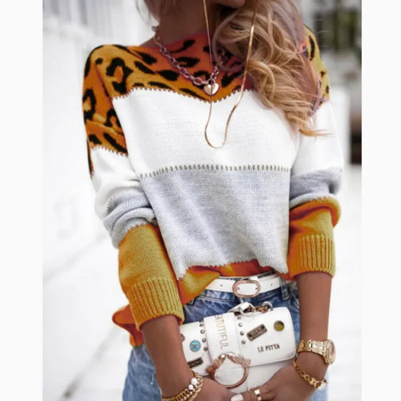 🐆🍂 Colour Block Leopard Print Knitted Sweater (5 Colour Choices!) 🍂🐆