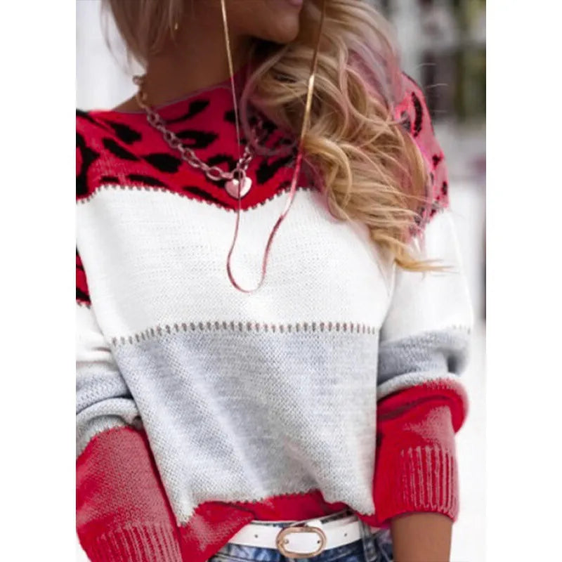 🐆🍂 Colour Block Leopard Print Knitted Sweater (5 Colour Choices!) 🍂🐆