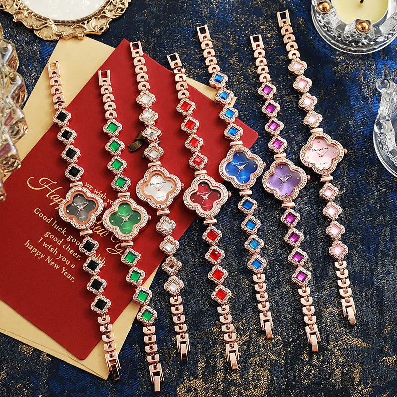 🍀✨ Four-Leaf Clover Diamante Quartz Watch ✨🍀