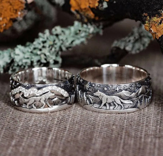 🐺 His & Hers Wolf Rings Set 🏔️