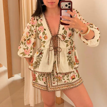 🌿 Casual Linen Plant Skirt Co-Ord Set 🌿