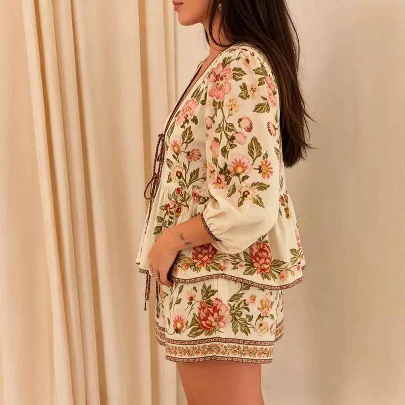 🌿 Casual Linen Plant Skirt Co-Ord Set 🌿