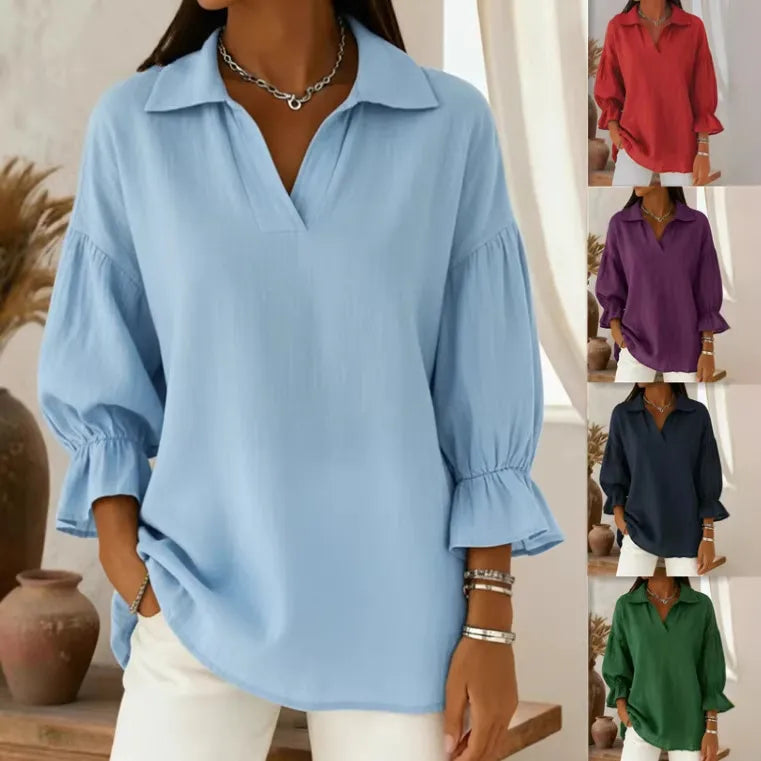 🍂✨ Casual Loose Long-Sleeve Stand Collar Women's Shirt ✨🍂