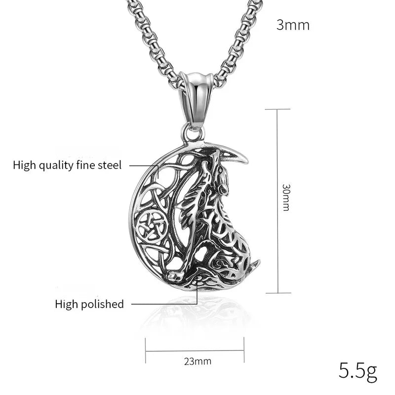 🌙🐺 Moon Wolf Pendant Necklace 🐺🌙