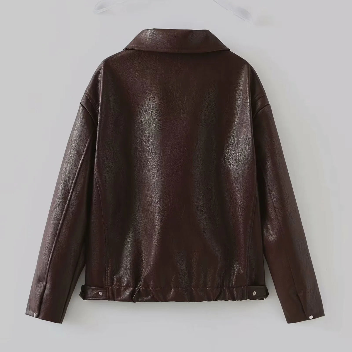 Casual Pleather Jacket With Zipper