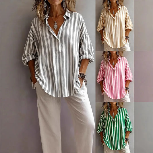🌸 Casual Stripe Long Sleeve Shirt 🌸