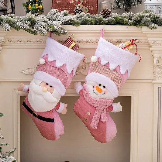 🎄 Christmas Stockings – Pink Snowman or Santa Claus 🎄