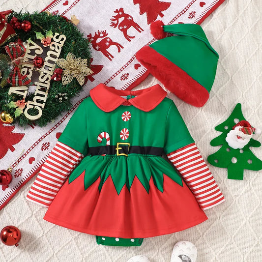 🧝♂️🎄 Baby Elf Outfit with Matching Hat 🎄🧝♀️
