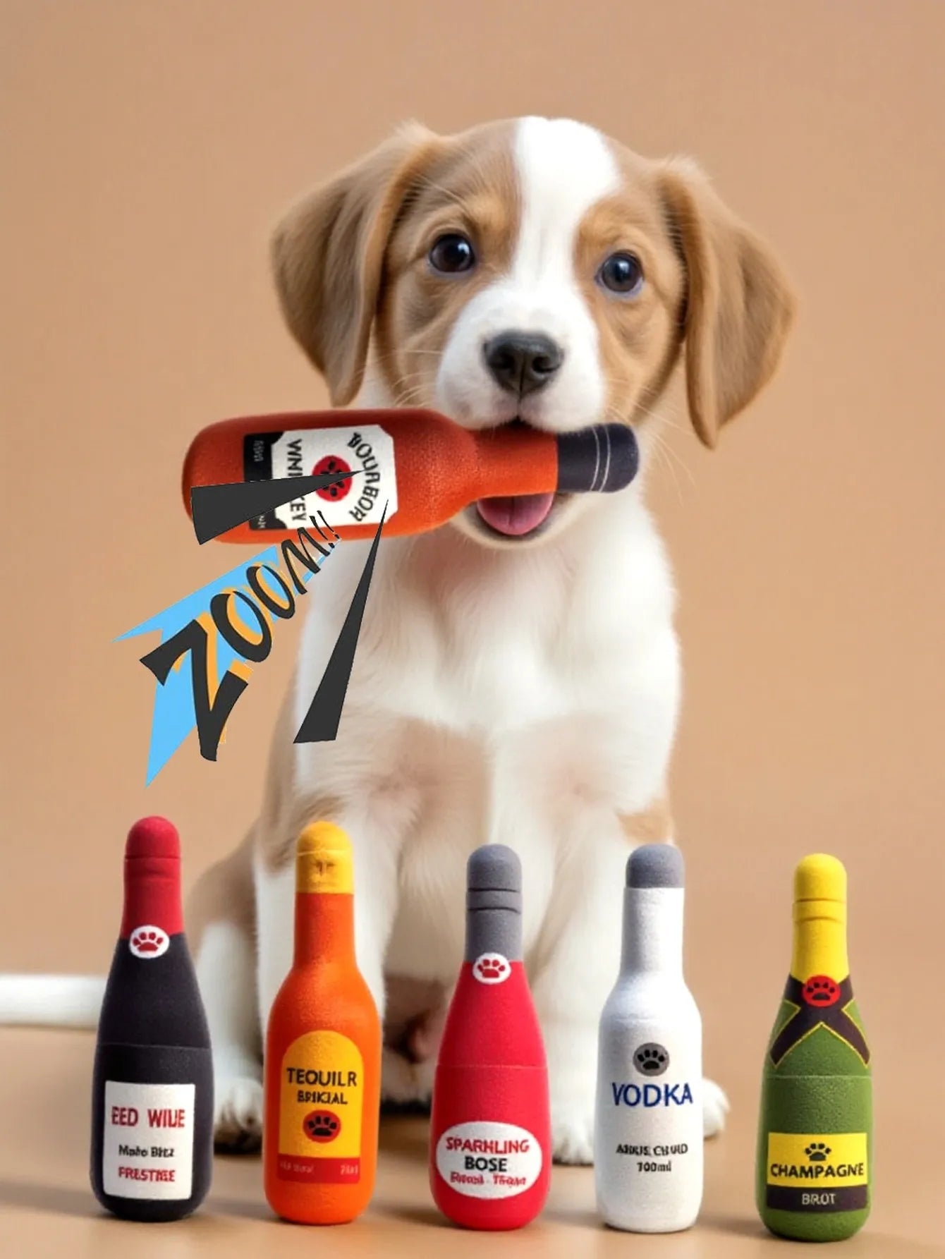 🍾🐕 Alcohol Bottle Themed Plush Pet Toy 🐕🍾