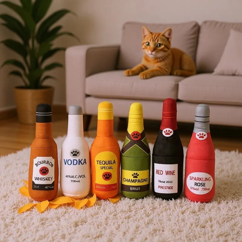 🍾🐕 Alcohol Bottle Themed Plush Pet Toy 🐕🍾