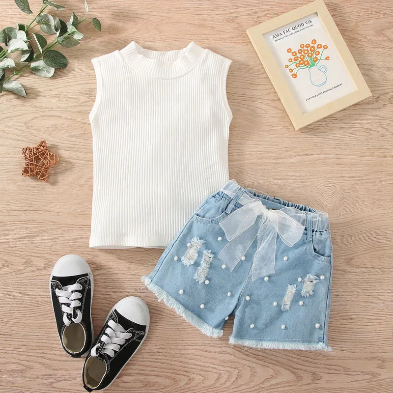 👧 Girls Pearl Shorts Set 👧