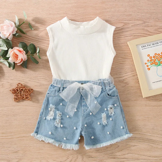 👧 Girls Pearl Shorts Set 👧