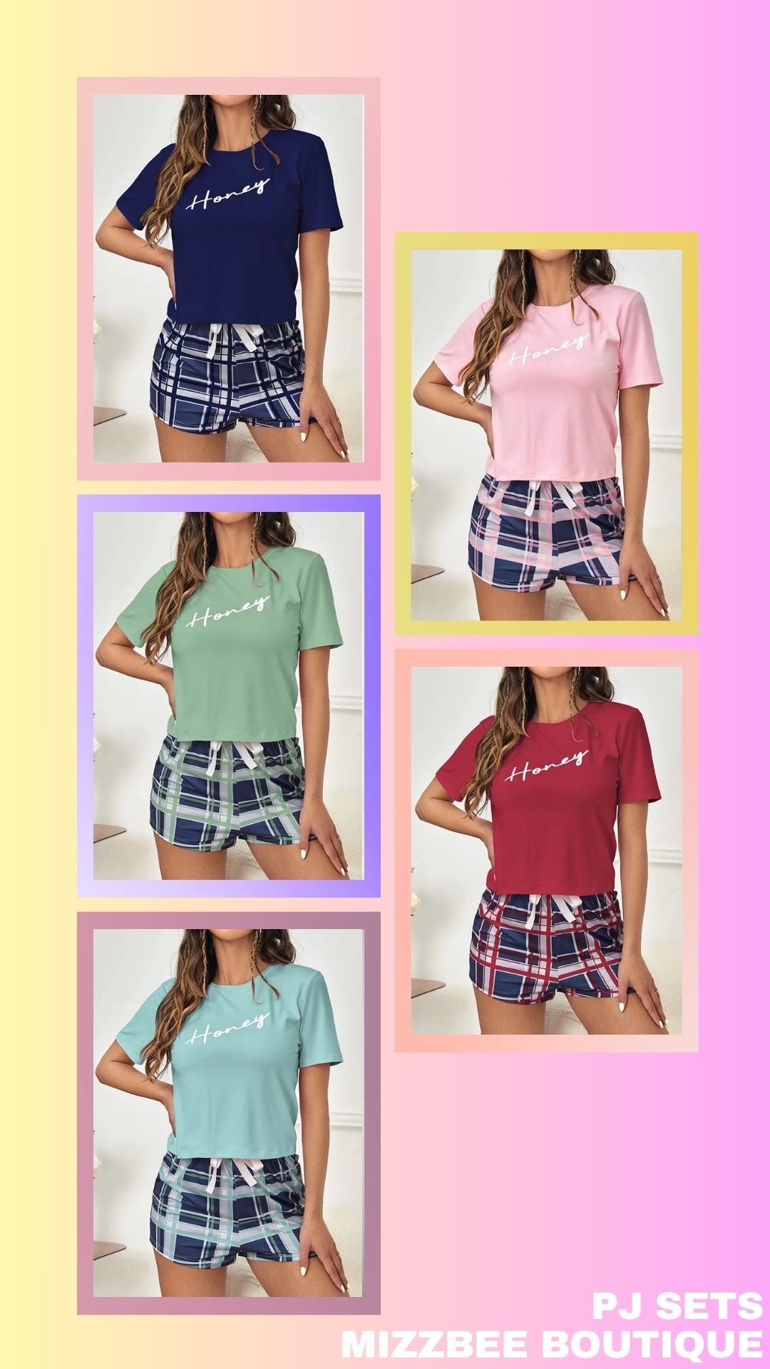 "Honey" PJ Shorts Sets
