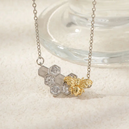 🐝 Horizontal Honeycomb Bee Necklace 🐝