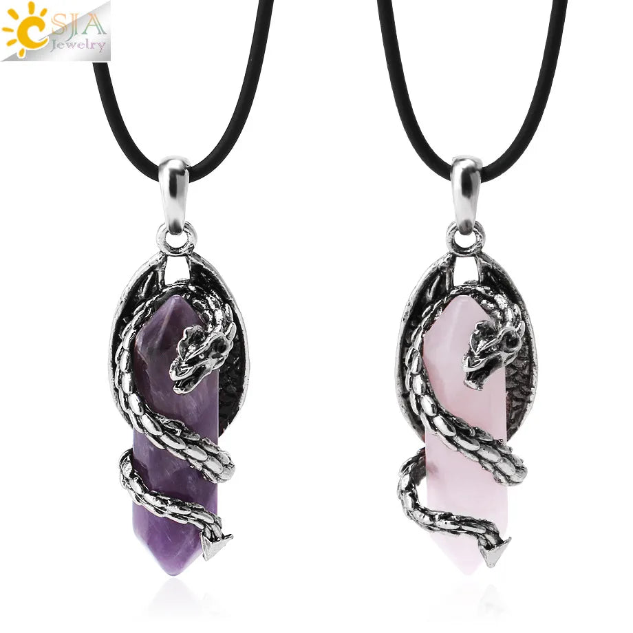 🐉 Dragon-Wrapped Crystal Necklaces 🐉