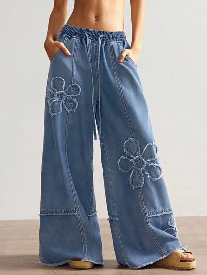Denim Flower Jeans