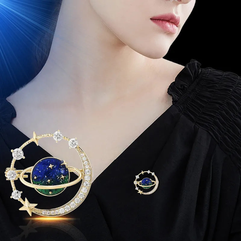 🌌 Starry Sky & Planet Brooch 🌌