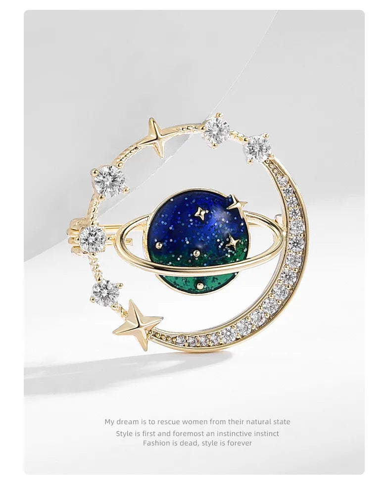🌌 Starry Sky & Planet Brooch 🌌