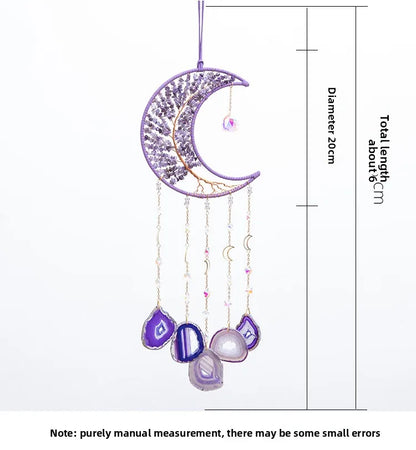 🌙💜 Crystal Agate & Amethyst Moon Wind Chime 💜🌙