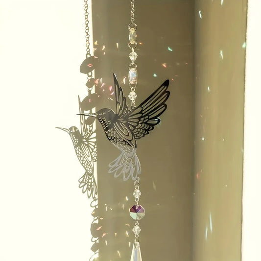 ✨ Crystal Hummingbird Silver Sun Catcher ✨