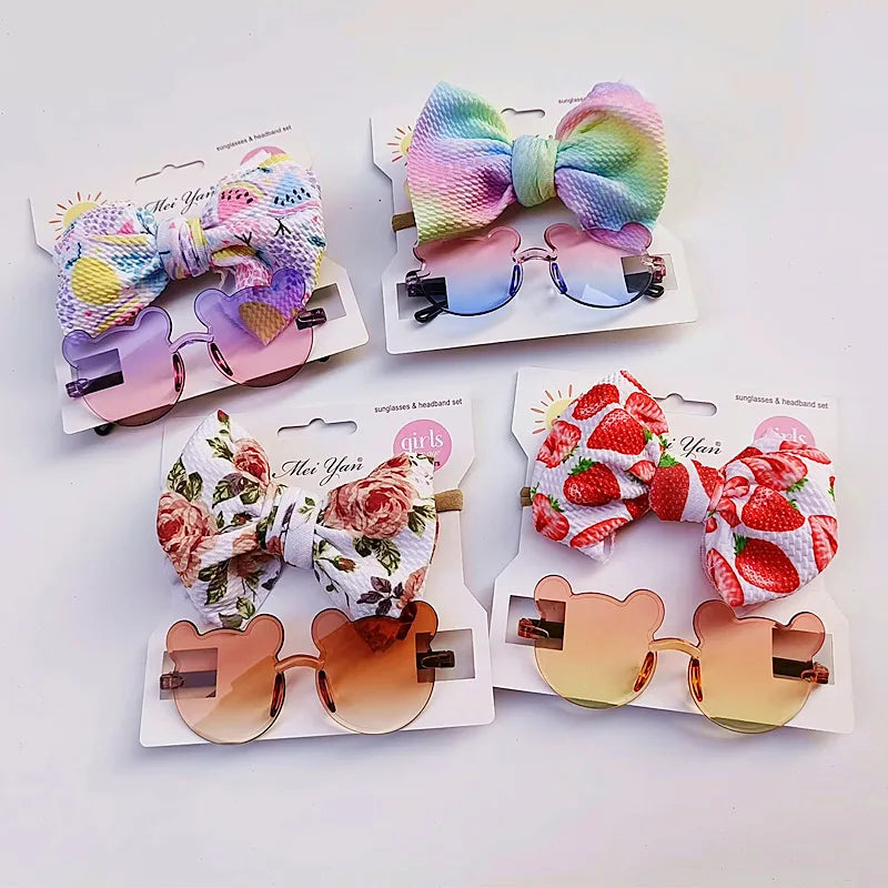 🧸 🎀🕶️ Bear Sunglasses & Matching Bow Sets
