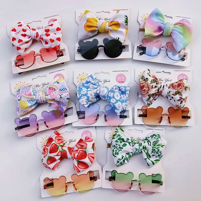 🧸 🎀🕶️ Bear Sunglasses & Matching Bow Sets
