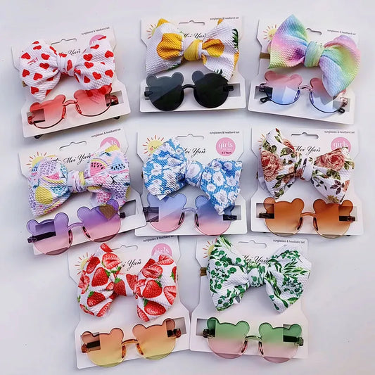 🧸 🎀🕶️ Bear Sunglasses & Matching Bow Sets