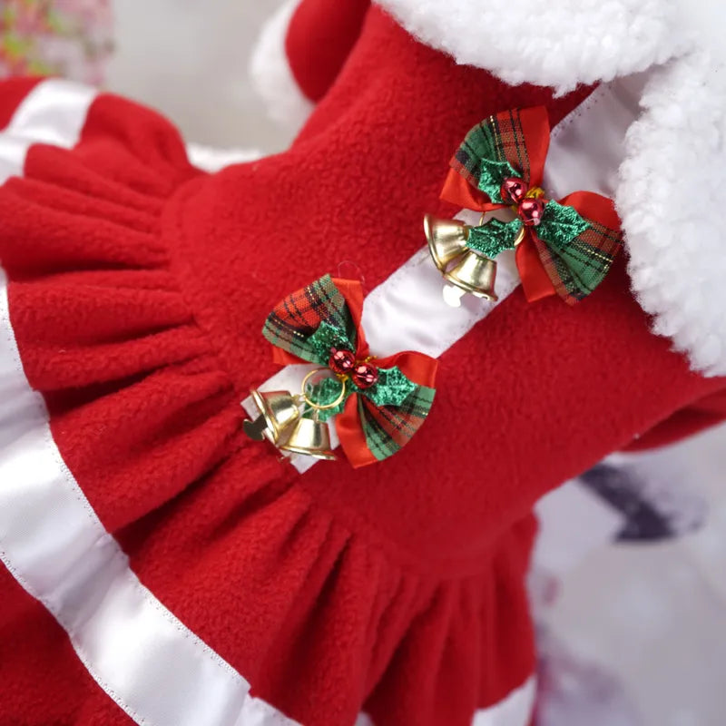 🎄🐾  Pet Christmas Red Dress with Bells 🐾🎄