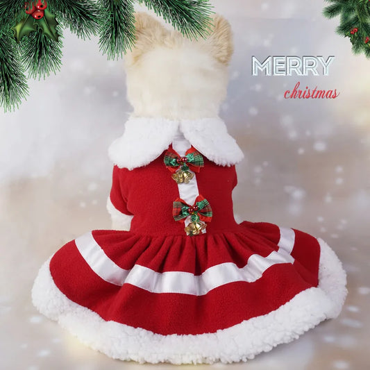 🎄🐾  Pet Christmas Red Dress with Bells 🐾🎄