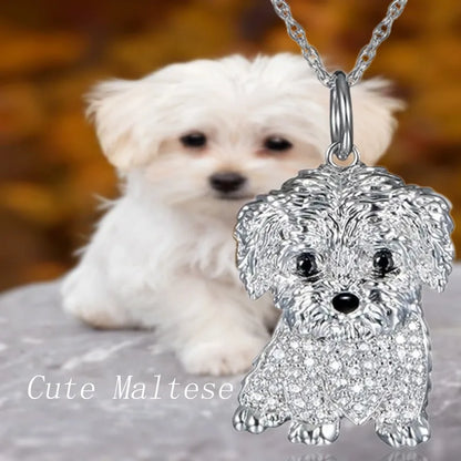 🐶✨ Cute Dog Crystal Pendant Necklace ✨🐶